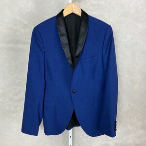 Selected / Homme Identity Men's Blue Black Satin Shawl Collar Tux Blazer 38R